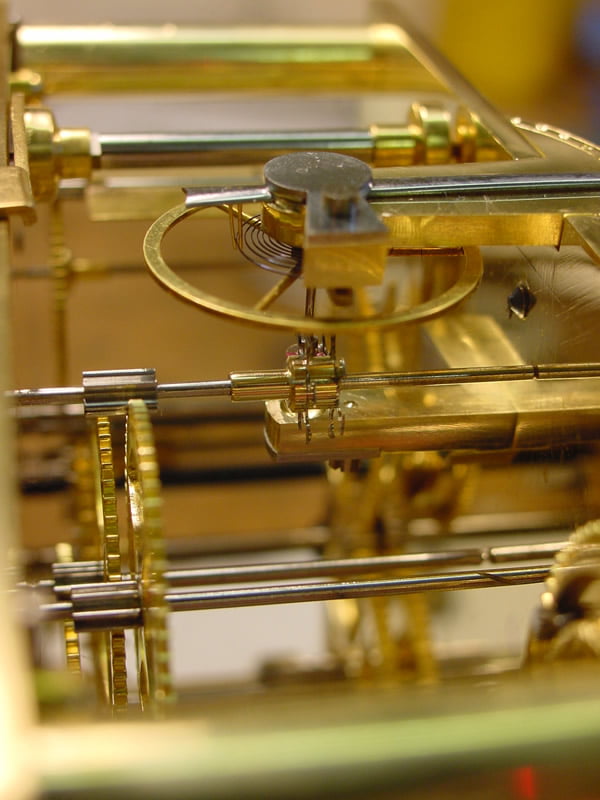 View of the 'Chaf cutter' escapement and jeweling